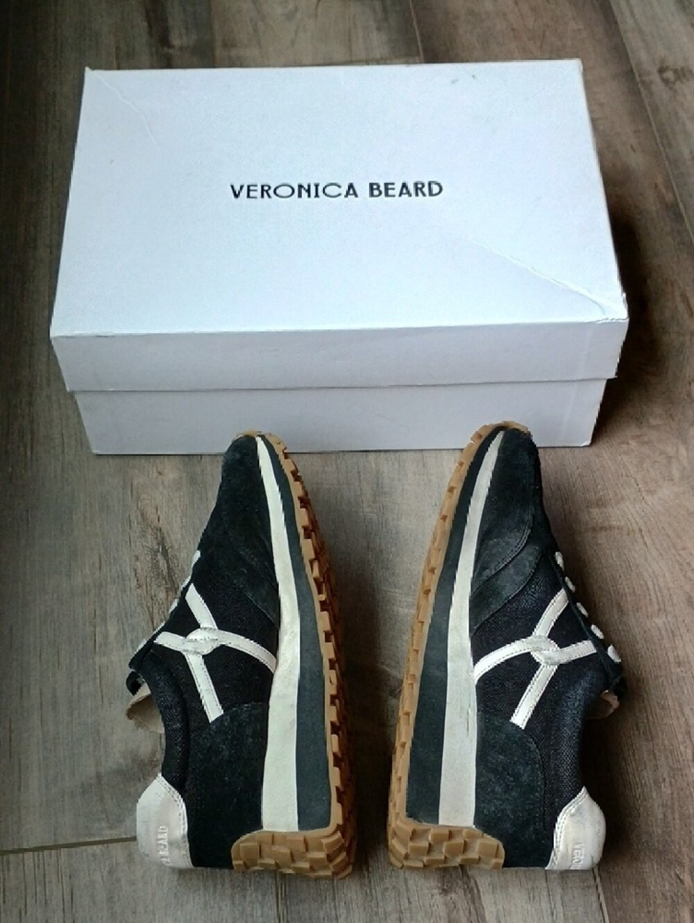 Veronica Beard Black and White Suede & Leather Sneakers - Picture 5 of 9